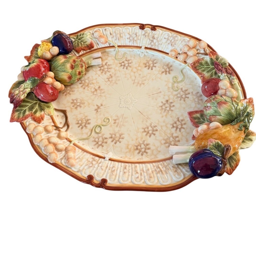 Fitz and Floyd Classics Fruit Vegetable 3D Oval Serving Platter Handcrafted
